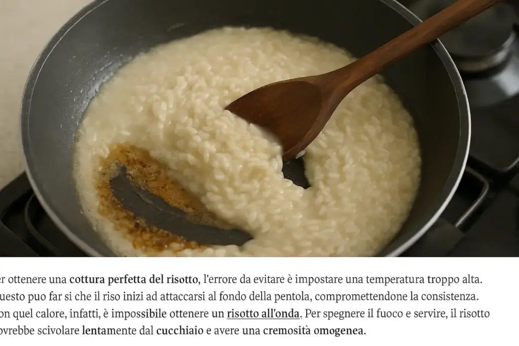 Risotto che attacca al fondo: il calore che devi correggere prima che sia tardi
