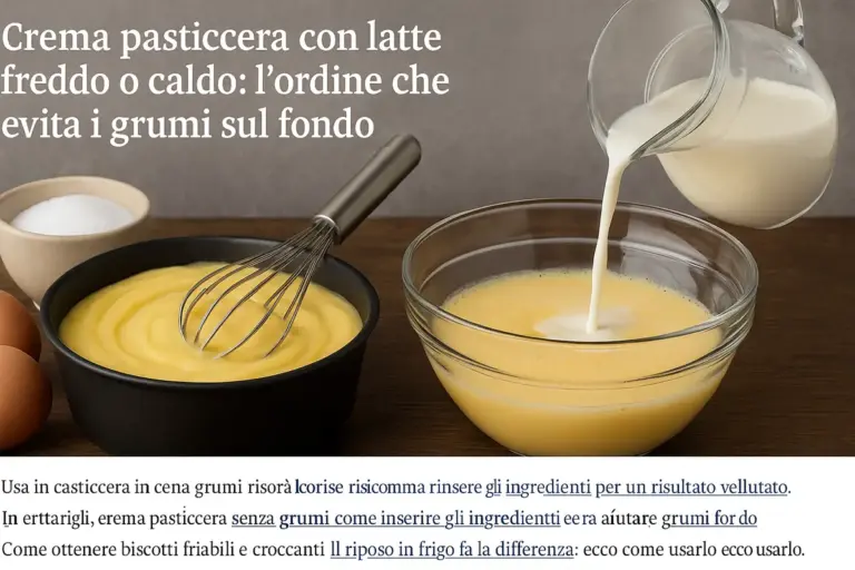 Crema pasticcera con latte freddo o caldo: l’ordine che evita i grumi sul fondo