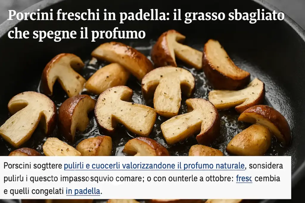 Porcini freschi in padella: il grasso sbagliato che spegne il profumo