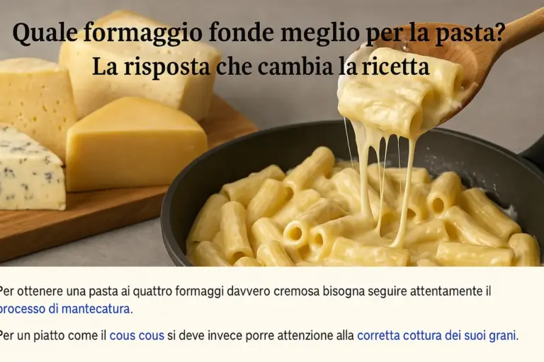 Quale formaggio fonde meglio per la pasta? la risposta che cambia la ricetta