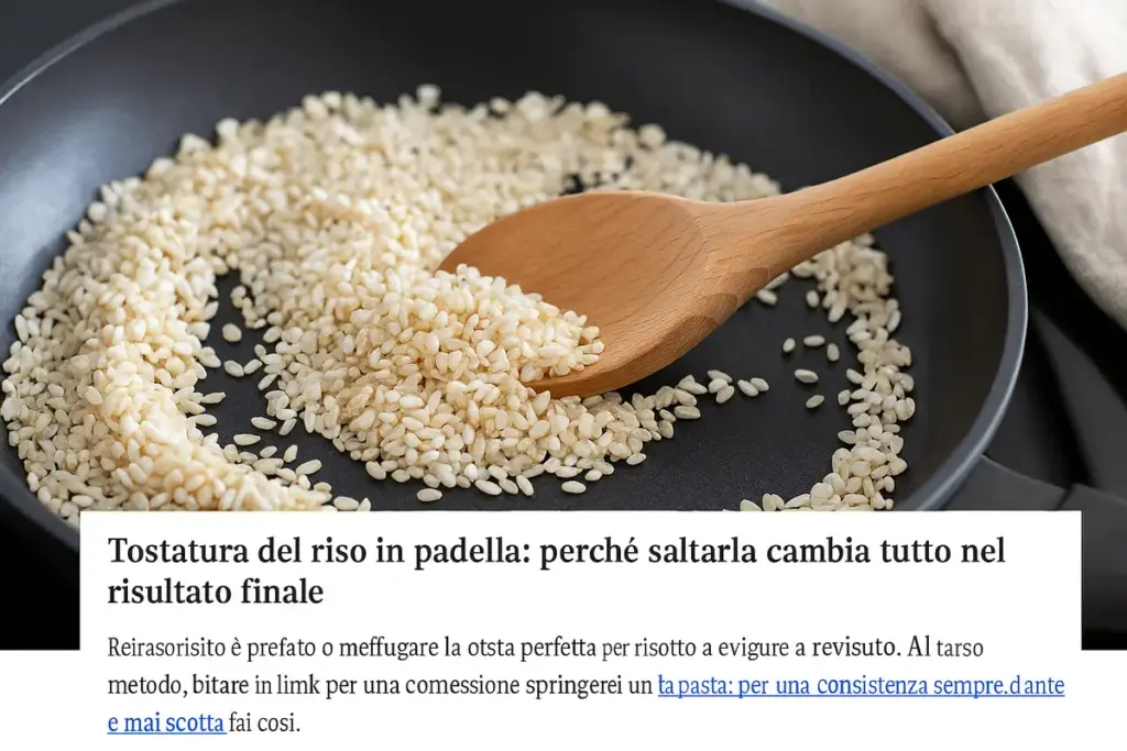 Tostatura del riso in padella: perché saltarla cambia tutto nel risultato finale