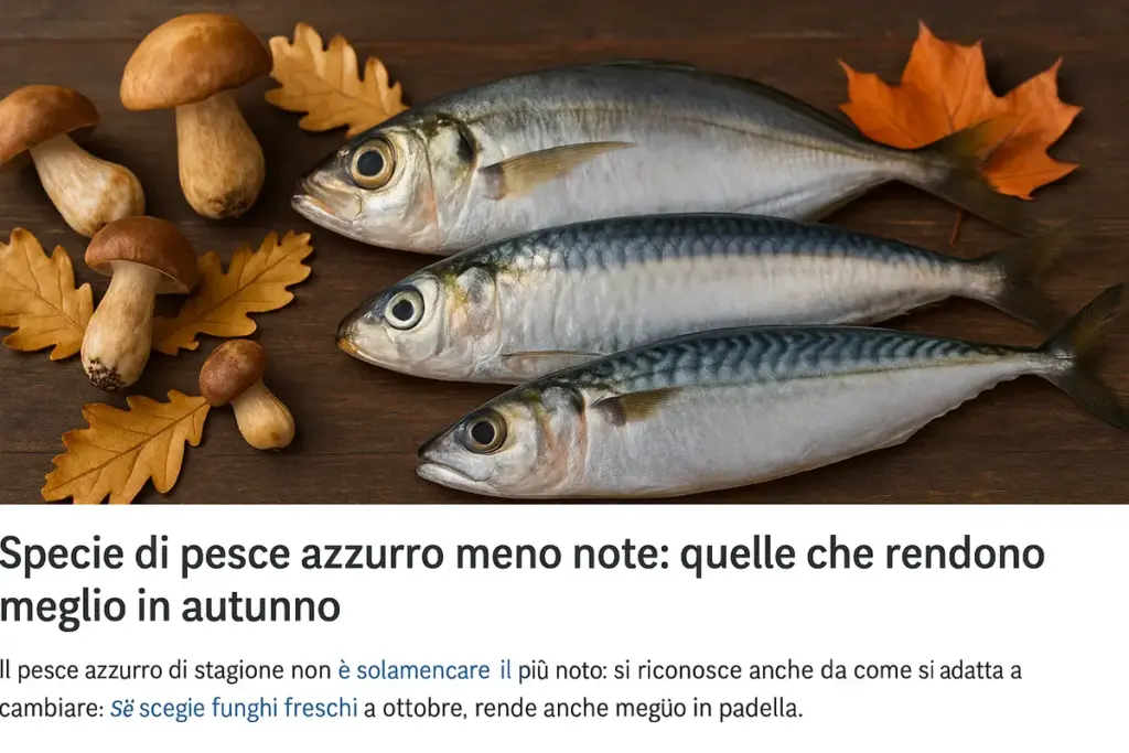Specie di pesce azzurro meno note: quelle che rendono meglio in autunno