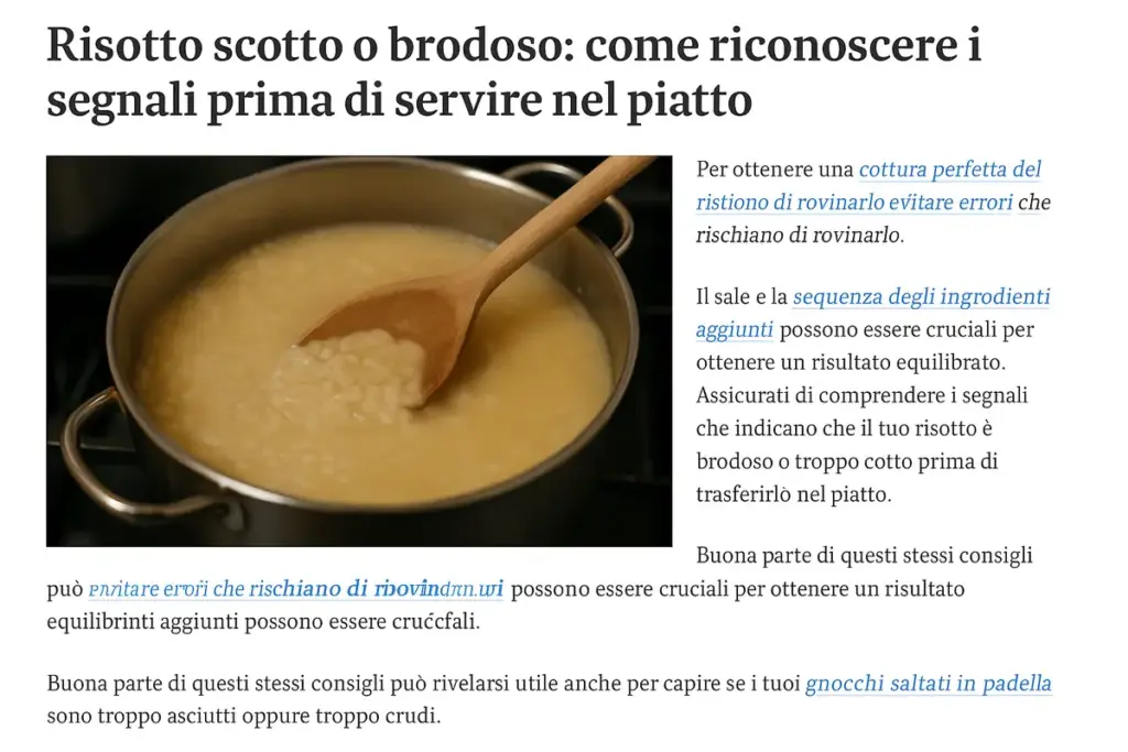 Risotto scotto o brodoso: come riconoscere i segnali prima di servire nel piatto