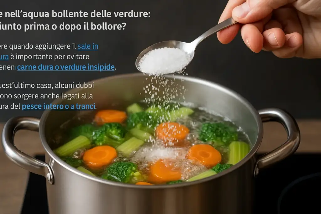 Sale nell’acqua bollente delle verdure: aggiunto prima o dopo il bollore?