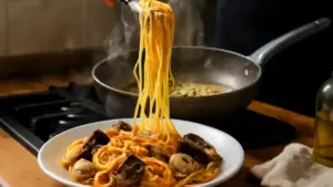 Pasta con i funghi poco legata: come acqua di cottura e fondo della padella aiutano a creare il condimento